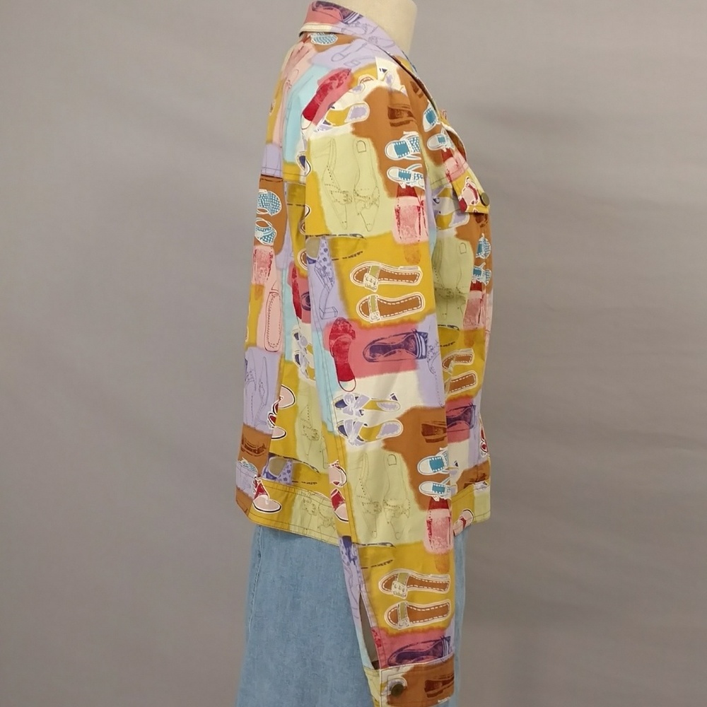 Shoe Print Colorful Spring Jacket Fun Lightweight - Picture 2 of 8